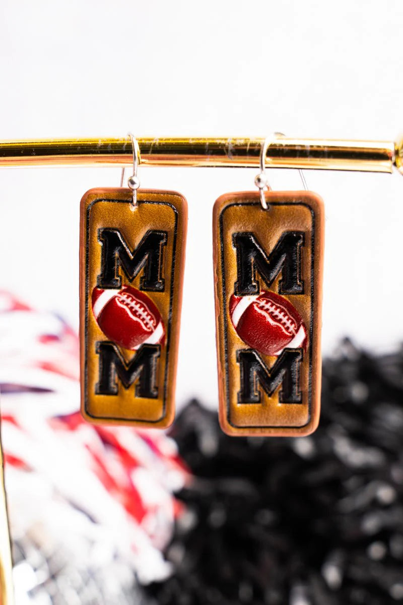 Leather Football Mom  |  Earrings  |  AC004